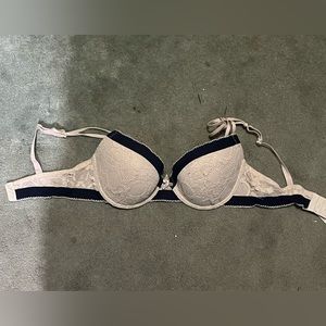 Adore me blue and cream lacy underwire bra in size 36C